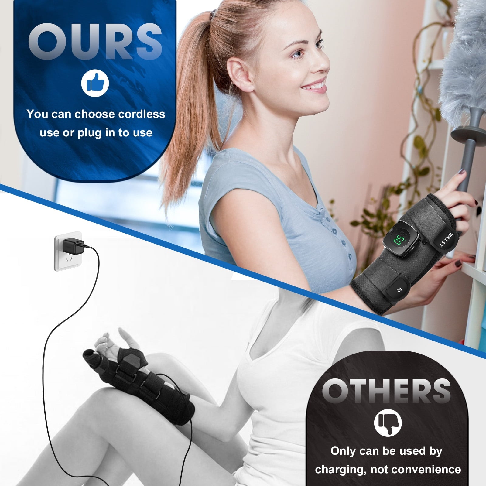 Wrist Heating Pad Wrap, Heated Wrist Brace, Cordless Heating Wrist Wrap , Hand Heating Pad,3 Heat Levels, Carpal Tunnel Relax, Gifts for Family, Travel,Right Hand,Gray