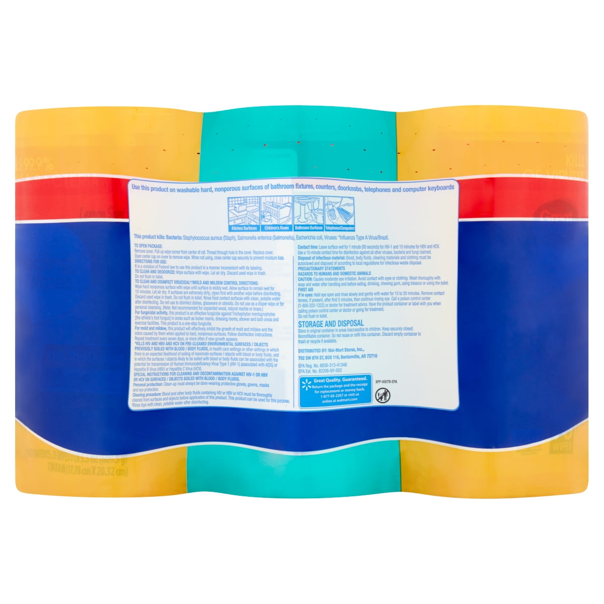 Great Value Disinfecting Wipes, Lemon and Fresh Scent, 225 Count, 3 Pack