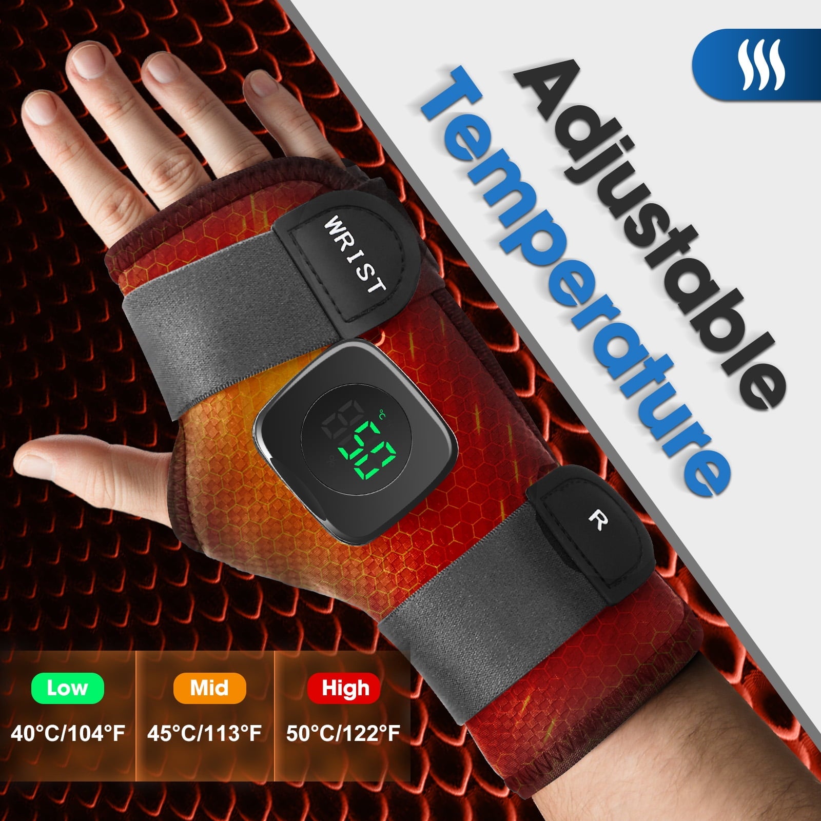 Wrist Heating Pad Wrap, Heated Wrist Brace, Cordless Heating Wrist Wrap , Hand Heating Pad,3 Heat Levels, Carpal Tunnel Relax, Gifts for Family, Travel,Right Hand,Gray