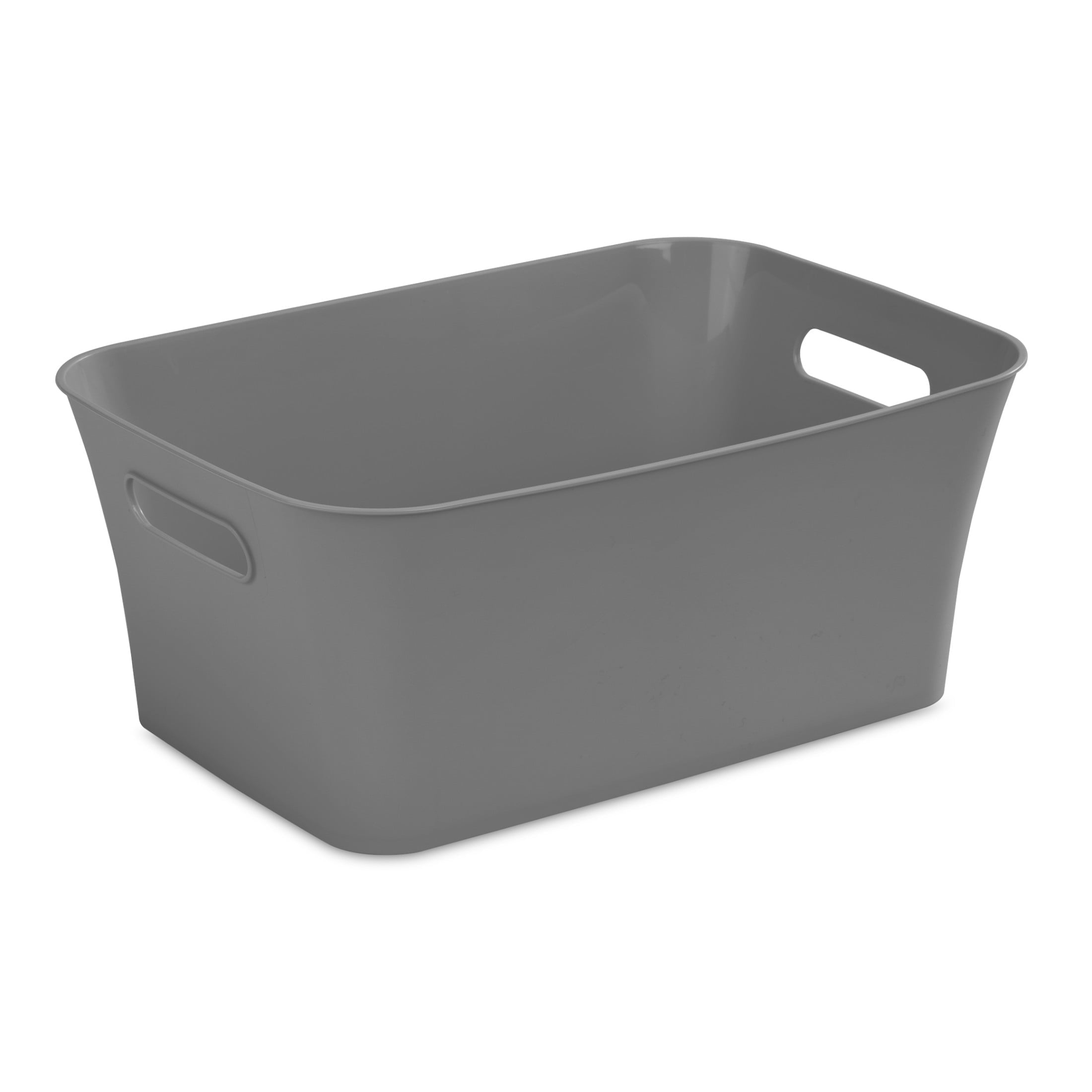 Mainstays Medium Gray Plastic Storage Bin, 13.8 in x 9.5 in x 5.8 in